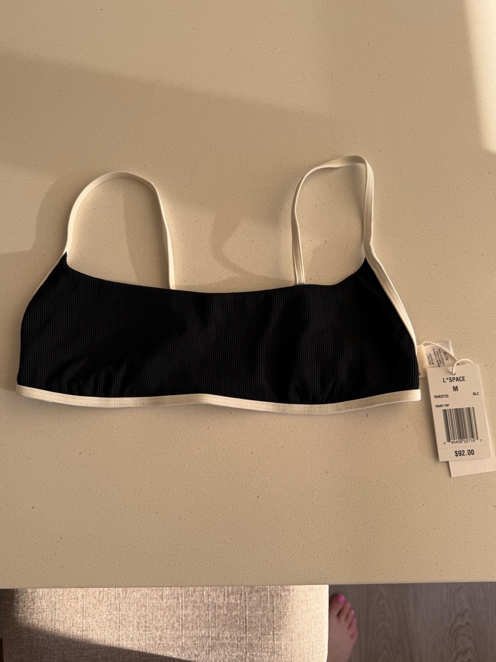 l*space Black Bikini Bralette with White Trim